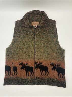 Vintage Bear Ridge Outfitters Moose Vest XXL Made in USA‎ Wool Blend Cabin
